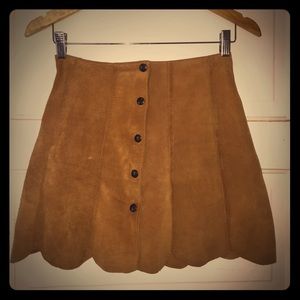 Vintage Suede Mini Skirt with Front Buttons